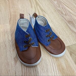 Gap Denim Blue Lace Up Shoes NWT 18-24 mos Baby Blue Brown NEW